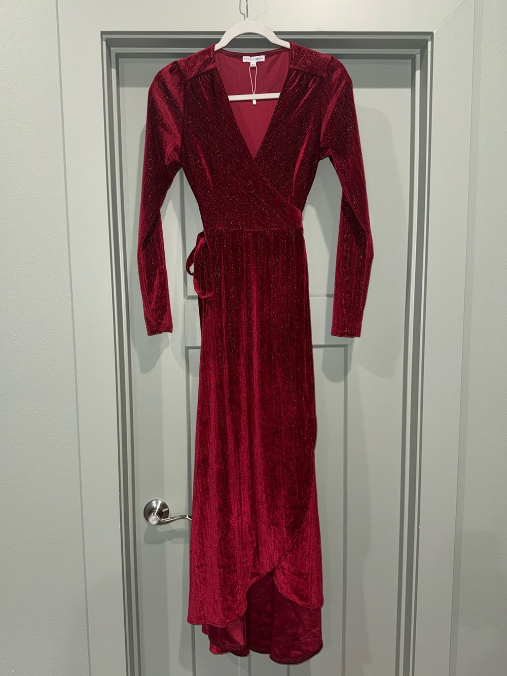 Baltic Born Jade Ribbed Velvet Wrap Maxi Dress XS- see measurements- ALTERED